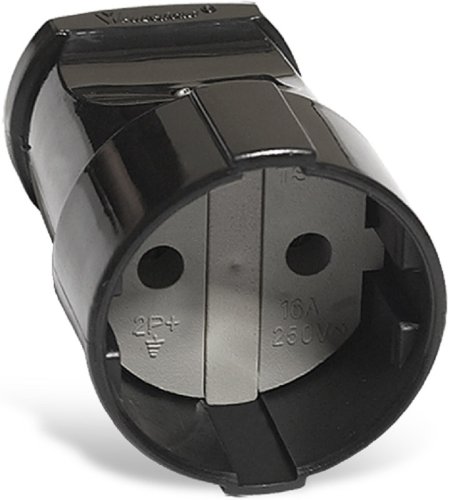 Розетка штепсельная без заземления прямая UNIVersal 10А черный   картинка 